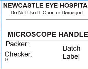 MICROSCOPE HANDLE - 50 x 35mm, Piggy Back Label, Black Print, 500 per roll