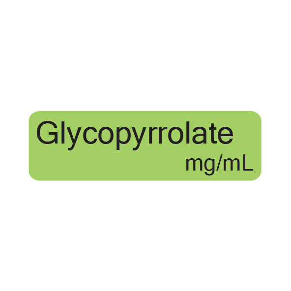 Glycopyrrolate, 40 x 12, PAPER, Black print on Green Label, 800 per roll