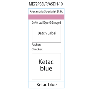 Ketac blue' Alexandria Specialist D.H. Pre-printed white Piggy Back label with steam indicator 72mm x 35mm 500 per roll