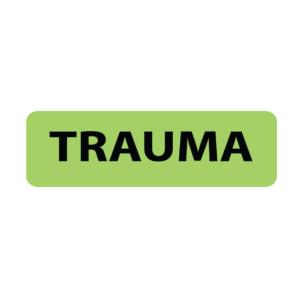 TRAUMA - 40 x 12, PAPER, Black print on Green Label, 800 per roll
