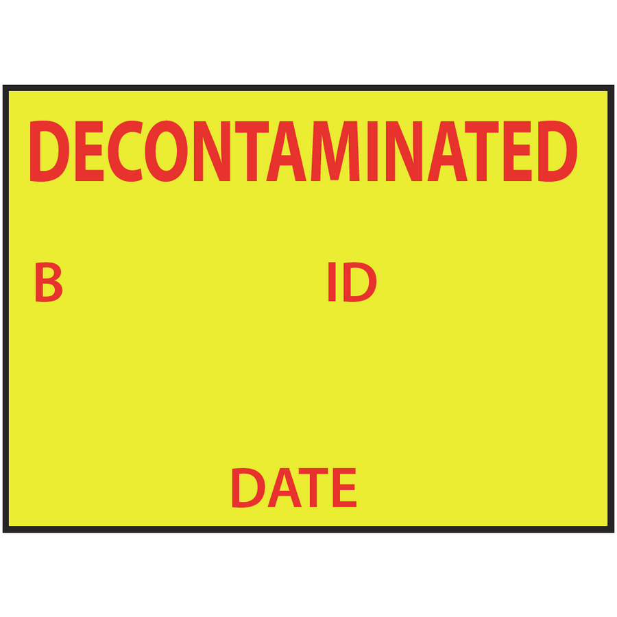DECONTAMINATED - 21 x 30, Single Layer, Red print on Fluoro Yellow, 1000 per roll