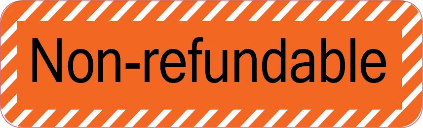 Non -refundable - 40 x 12, PAPER, Black print on Orange/White Diag Stripes, 800 per roll
