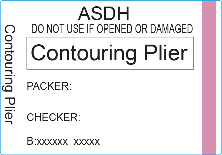 Contouring Plier - 50x35mm, Black print on Piggy Back label w/ steam indicator, 500/roll