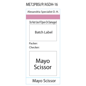 Mayo Scissor' Alexandria Specialist D.H. Pre-printed white Piggy Back label with steam indicator 72mm x 35mm 500 per roll