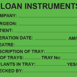 LOAN INSTRUMENTS - PAPER, 100 x 80mm, Black Print on Fluoro Green Label, 400/roll