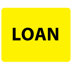 LOAN - 43mm x 55mm, PAPER, Black print on Yellow label, 400 per roll