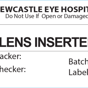 LENS INSERTER - 50x35mm, Black print on Piggy Back Label, 500 per roll, No indicator
