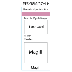 Magill - 72mm x 35mm, Black print on Piggy Back label w/ steam indicator, 500 per roll