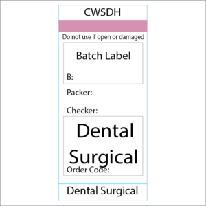 Dental Surgical 72 x 35 Printed white Piggy Back label with STEAM INDICATOR, 500 per roll
