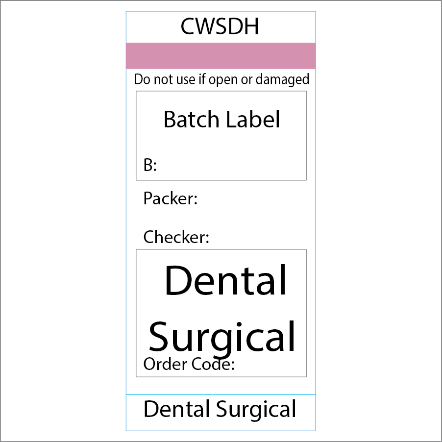 Dental Surgical 72 x 35 Printed white Piggy Back label with STEAM INDICATOR, 500 per roll