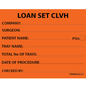 LOAN SET CLVH - 100 x 80, PAPER, Black print on Fluoro Orange label , 400 per roll.