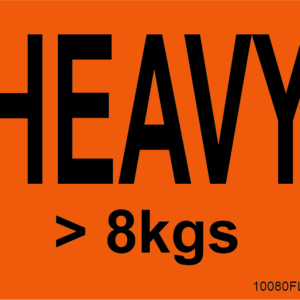 HEAVY > 8 Kg - PAPER, 100 x 80, Black print on Fluoro Orange Label, 400 per roll
