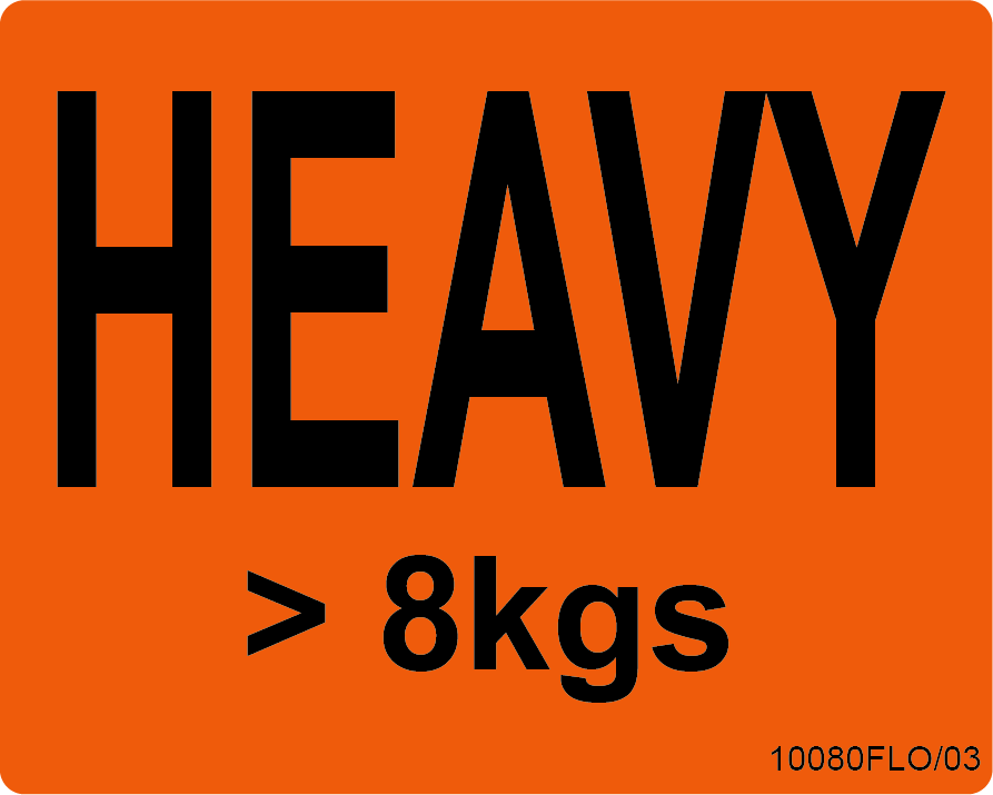 HEAVY > 8 Kg - PAPER, 100 x 80, Black print on Fluoro Orange Label, 400 per roll