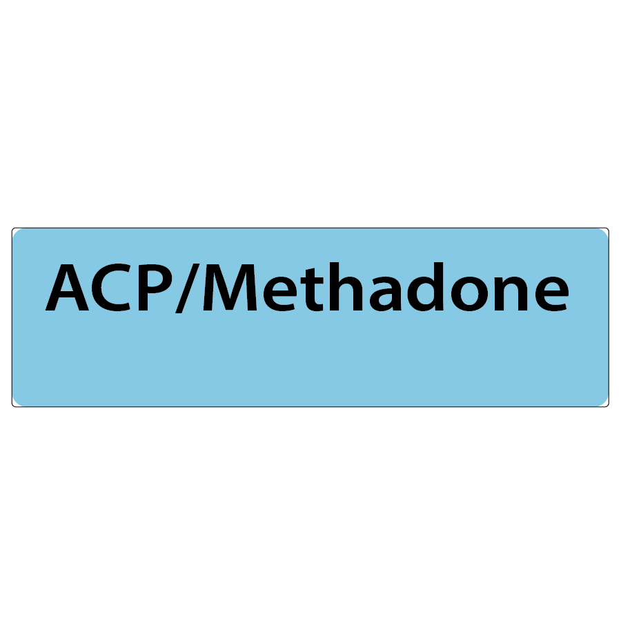 ACP/Methadone - 40 x 12, PAPER, Black print on Blue Label, 800 per roll