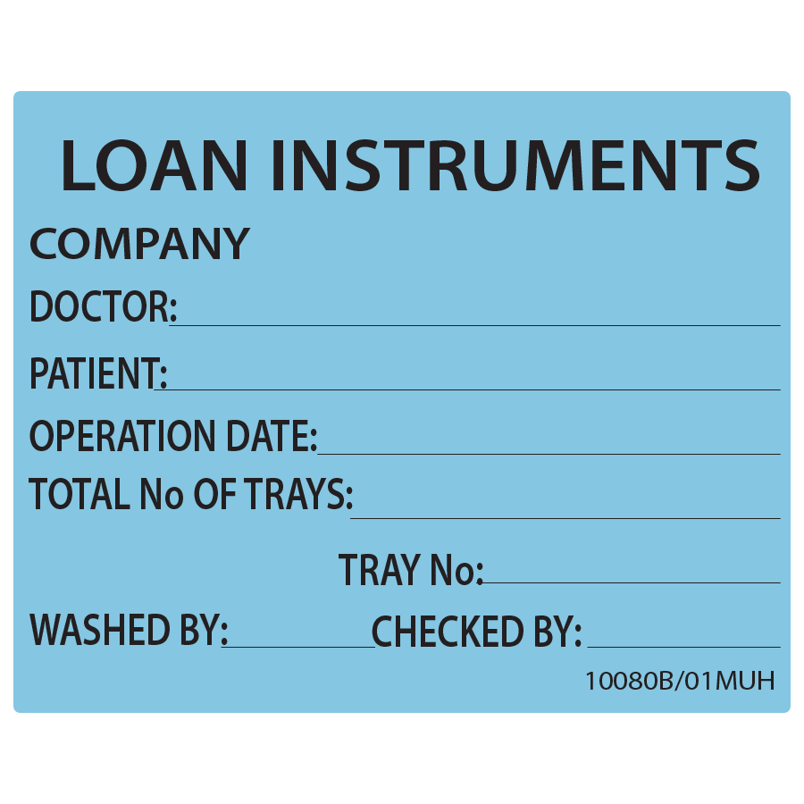 LOAN INSTRUMENTS - PAPER, 100 x 80, Black print on Blue label, 400 per roll