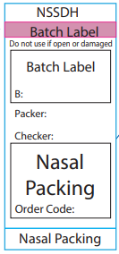 Nasal Packing - Pre-printed white Piggy Back label with steam indicator 72mm x 35mm 500 per roll