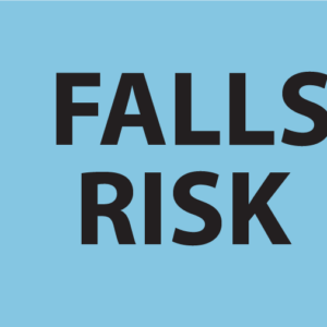 FALLS RISK - 27mm x 36mm, PAPER, Black print on Blue label, 400 per roll
