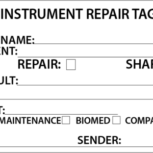INSTRUMENT REPAIR - GENERIC - 50 x 90mm, Black Print on White, 100 per pack with ties