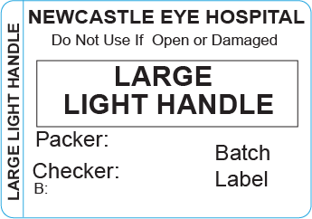 LARGE LIGHT HANDLE - 50 x 35mm, Piggy Back Label, Black Print, 500 per roll