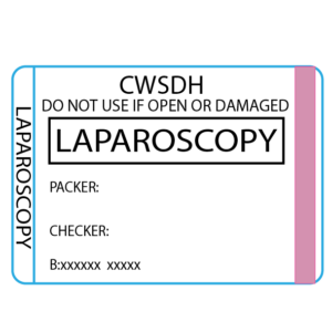 Laparoscopy - 50 x 35 , Black print on White piggyback Label with steam indicator 500 per roll