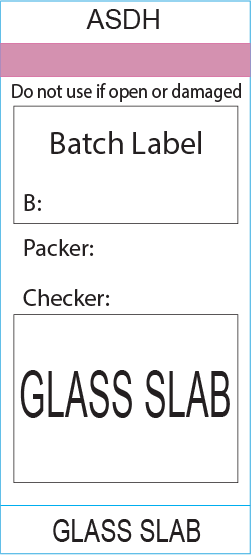 GLASS SLAB - ASDH, 72x35mm, Black Print on Steam Indicator Piggy Back, 500/roll