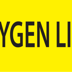 OXYGEN LINE- 40 x 12, PAPER, Black print on Fluoro Yellow Label, 800 per roll