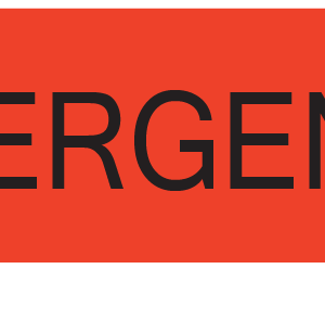 EMERGENCY- 40 x 12 , PAPER, Black print on Fluoro Red Label, 800 per roll