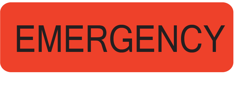 EMERGENCY- 40 x 12 , PAPER, Black print on Fluoro Red Label, 800 per roll