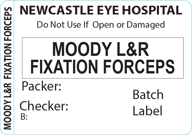 MOODY L&R FIXATION FORCEPS Piggy Back Label printer 50 x 35 mm 500 per roll - No indicator
