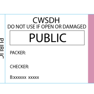 PUBLIC - 50 x 35 , Black print on White piggyback Label with steam indicator 500 per roll