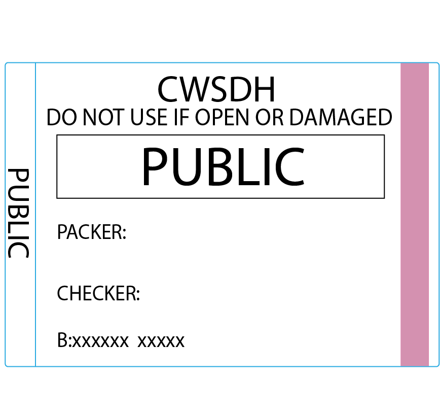 PUBLIC - 50 x 35 , Black print on White piggyback Label with steam indicator 500 per roll