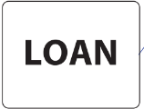 LOAN -43mm x 55mm Black Print on White Label, 400 per roll