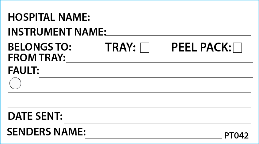 INSTRUMENT REPAIR TAG, GENERIC - 50 x 90, Black Print on White, 100 per pack with ties