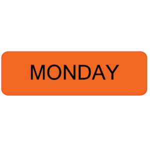 MONDAY - 40 x 12, PAPER, Black print on Orange Label, 800 per roll