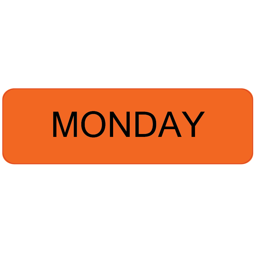 MONDAY - 40 x 12, PAPER, Black print on Orange Label, 800 per roll