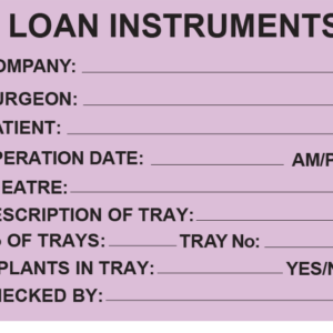 LOAN INSTRUMENTS- PAPER, 100 x 80, Black Print on Violet Label, 400 per roll