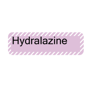 Hydralazine, 40 x 12, PAPER, Black print on Violet/White diag stripe Label, 800 per roll