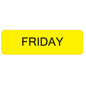 FRIDAY - 40 x 12, PAPER, Black print on YELLOW Label, 800 per roll