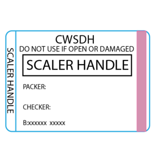 Scaler Handle - 50 x 35 , Black print on White piggyback Label with steam indicator 500 per roll