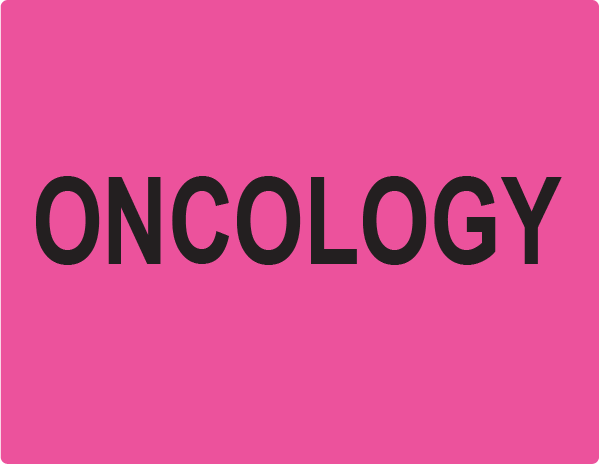 ONCOLOGY - 27mm x 36mm, PAPER, Black Print on Pink label, 400 per roll