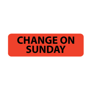 CHANGE ON SUNDAY, 40 x 12, PAPER, Black print on Red Label, 800 per roll