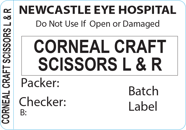 CORNEAL CRAFT SCISSORS L&R Piggy Back Label printer 50 x 35 mm 500 per roll - No indicator