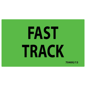 FAST TRACK - Black on Fluoro Green, 70 x 40, 500 Per Roll