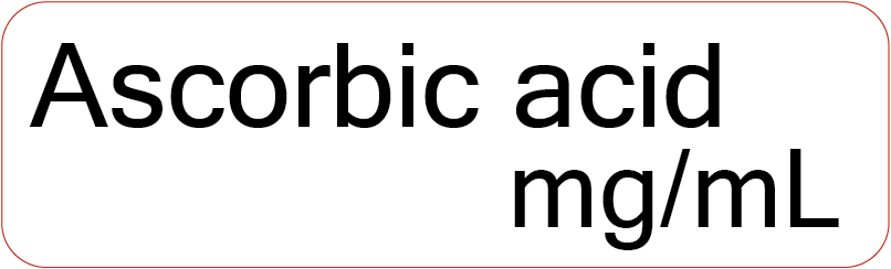 Ascorbic acid mg/mL - 40 x 12, PAPER, Black print on White Label, 800 per roll