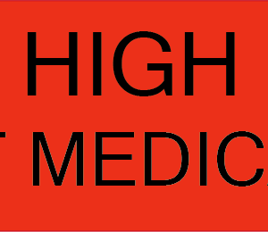 HIGH ALERT MEDICATION, 40 x 12, PAPER, Black print on Red Label , 800 per roll