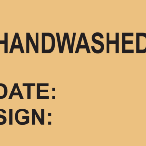 HANDWASHED - 43mm x 55mm, PAPER, Black print on Salmon label, 400 per roll