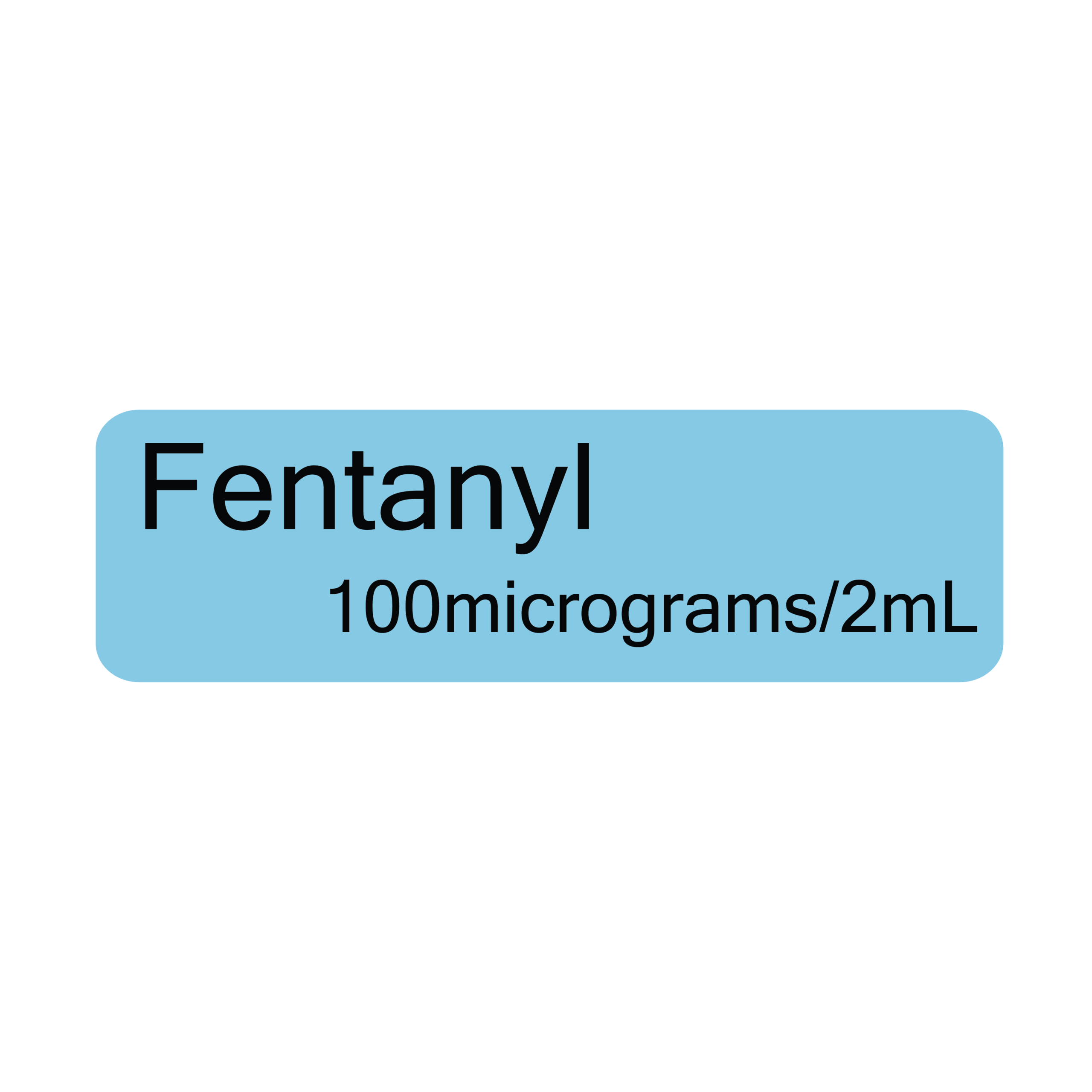 Fentanyl 100micrograms/2ml, 40 x 12, PAPER, Black print on Blue Label, 800 per roll