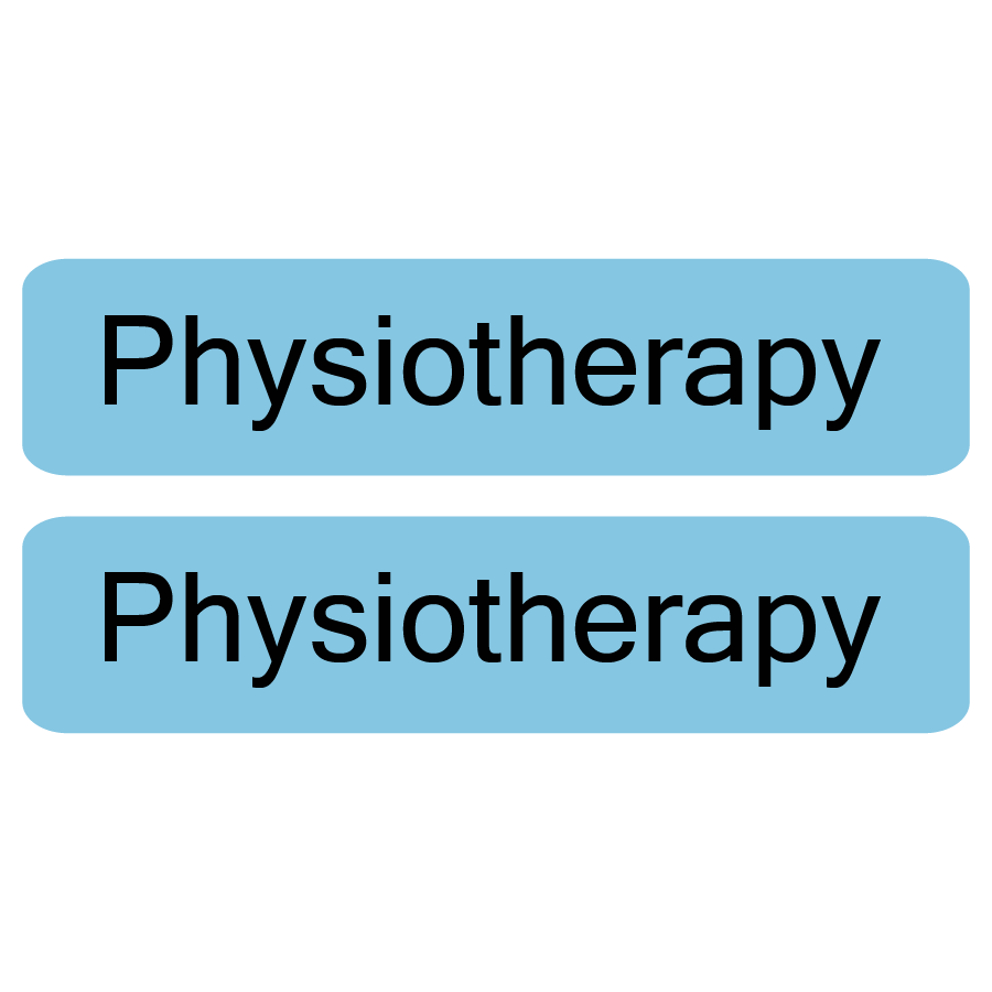 PHYSIOTHERAPY - 8 x 35, PAPER, Black Print on Blue Label, 1000 labels per roll