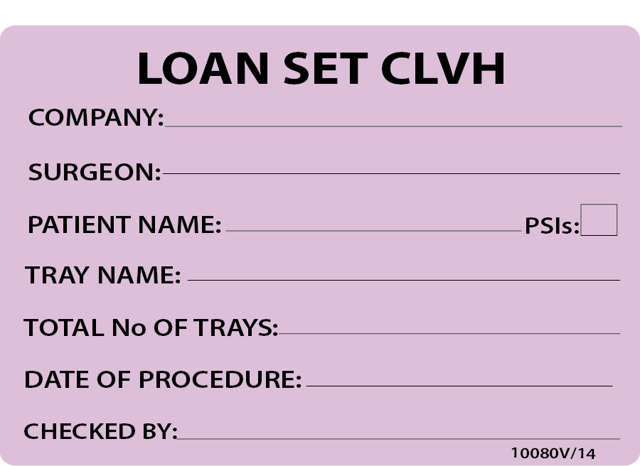LOAN SET CLVH, 100 x 80, PAPER, Black print on Violet label, 400 per roll