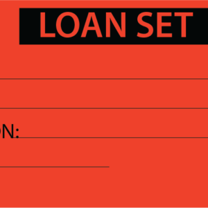 LOAN SET - 50 x 90, Black Print on Red, with HEARTS, Packs of 100 with Ties